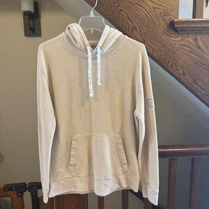 Hollister Hoodie Inside Out Style Sweatshirt. Beige. Adult Medium